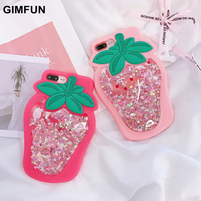

GIMFUN Luxury Cute Silicone Quicksand Phone Case for Iphone 7 7plus 6 /6s 6Plus Pink Rose soft Silicone Tpu Back Cover Female