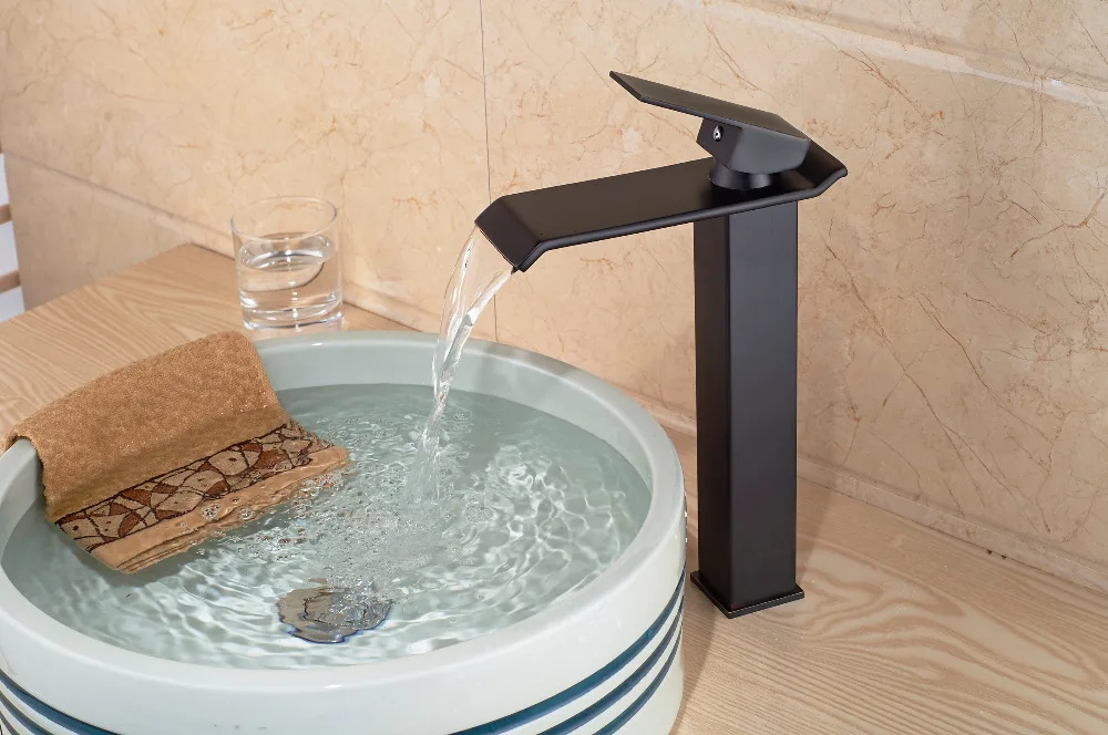 

Modern Oil Rubbed Bronze Waterfall Bathroom Basin Faucet Sink Mixer Tap 1 Handle