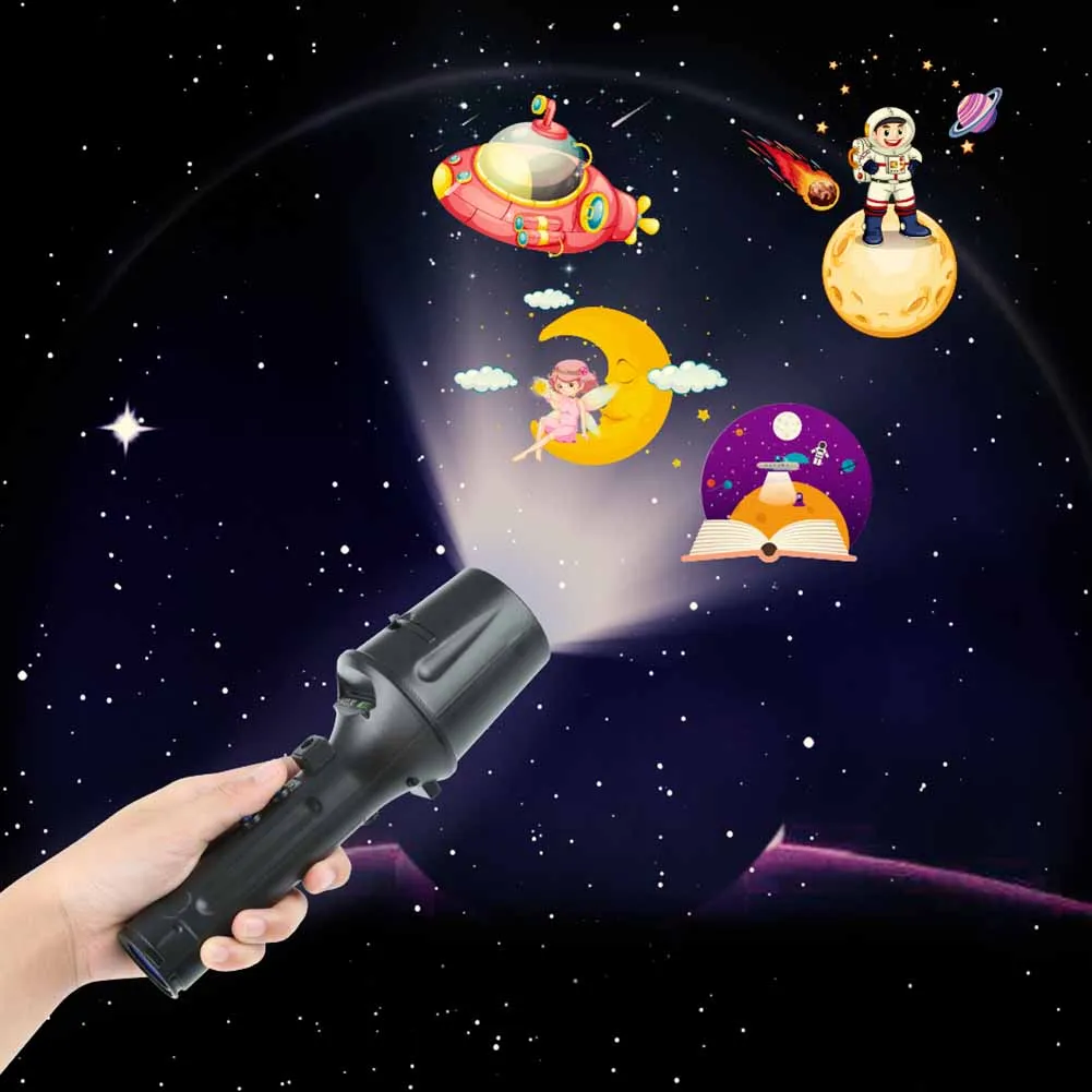 

Hot Sale LED Projector Flashlight with Slides Tripod USB/Battery Powered Portable Handheld Stage Light