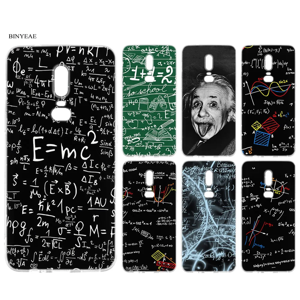

BINYEAE Albert Einstein Formula Math Chem Silicone TPU Soft Case Cover Coque for Oneplus 1+ 6 5T Oneplus6 Oneplus5t Back Shell