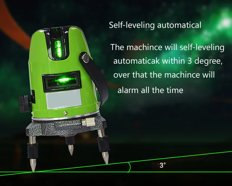 Зеленый лазерный многофункциональный лазерный перекрестный вращающийся самонивелирующийся зеленый лазерный уровень 360 Вращение