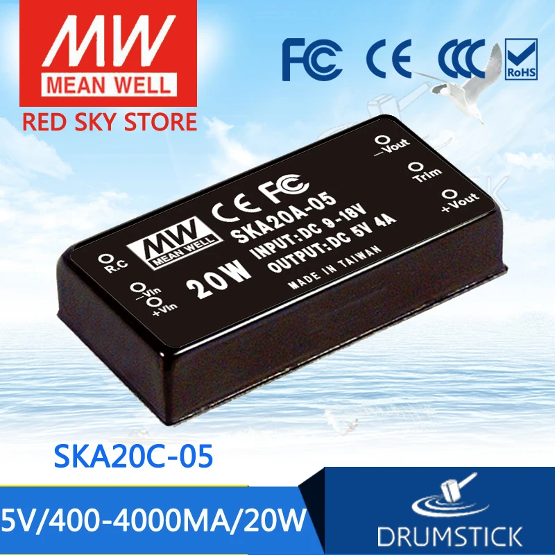 

MEAN WELL SKA20C-05 5V 4000mA meanwell SKA20 5V 20W DC-DC Regulated Single Output Converter