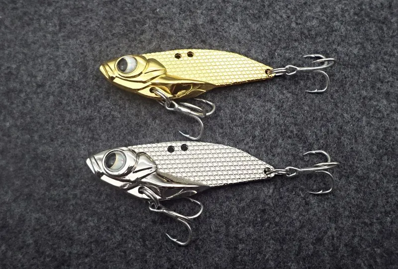 Metal Spoon VIB Lures 7G 10g 15G Vibrations Fishing bait Bass Treble With 3 Hooks Lead Hard Fish Cicada Lure Bass Crank Bait