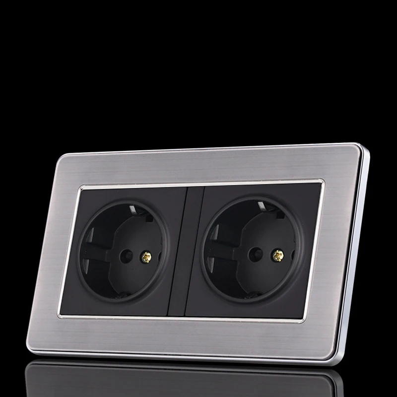 

EU Standard 2 Way Power Socket,Germany Type Wall Socket, Panels,16A Wall Plug Outlet, AC220~250V