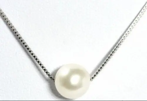 

11-12MM SOUTH SEA GENUINE WHITE PEARL NECKLACE PENDANT SILVER CHAIN