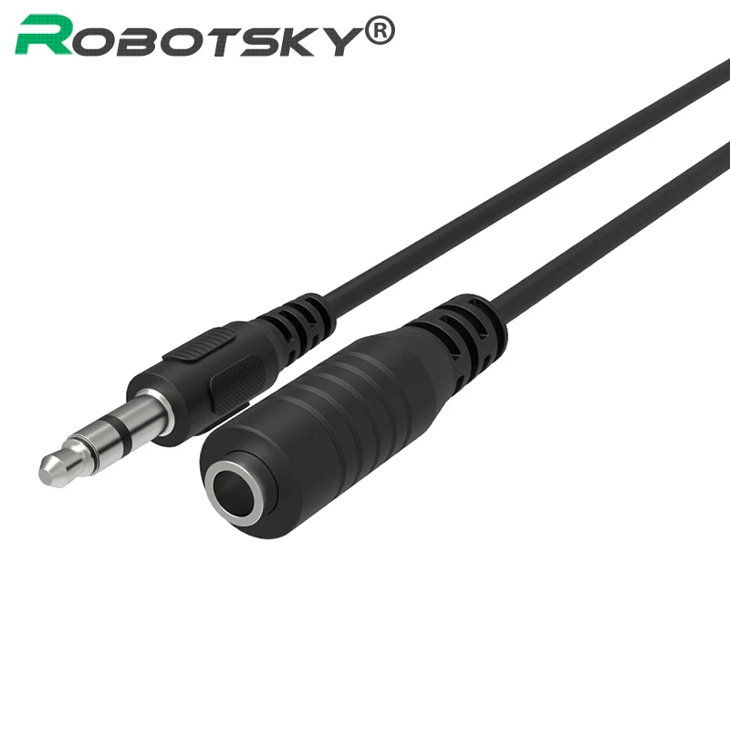 Koop RobotSky 1.5 M Jack 3.5mm Man vrouw Stereo Aux Verlengkabel Voor iPhone 6 6 S Hoofdtelefoon PC DVD TV Auto Audiokabel