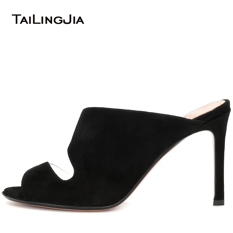 black stiletto mules