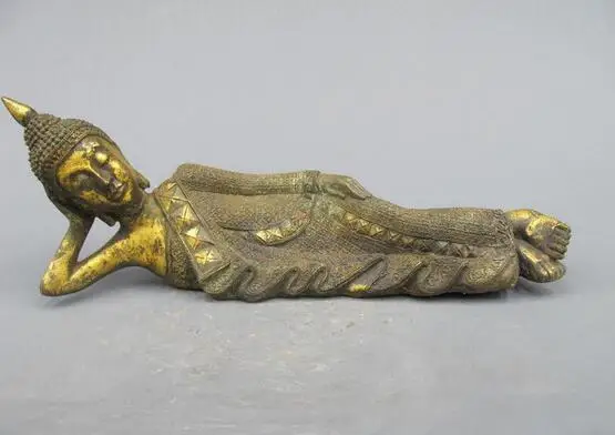 

Thailand Folk Temple Bronze Gild Ayutthaya Sakyamuni Buddha statue