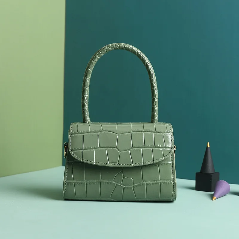 Винтажная маленькая мини-сумка для девочек, летняя переносная Сумочка, сумочка, фирменный дизайн, роскошная женская сумка через плечо, сумка через плечо, Крокодиловая - Цвет: green