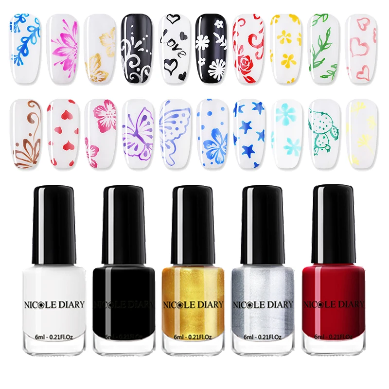  NICOLE DIARY 2/4/6 Bottles Nail Stamping Polish Set Christmas Nail Art Plate Printing Polish Lacque