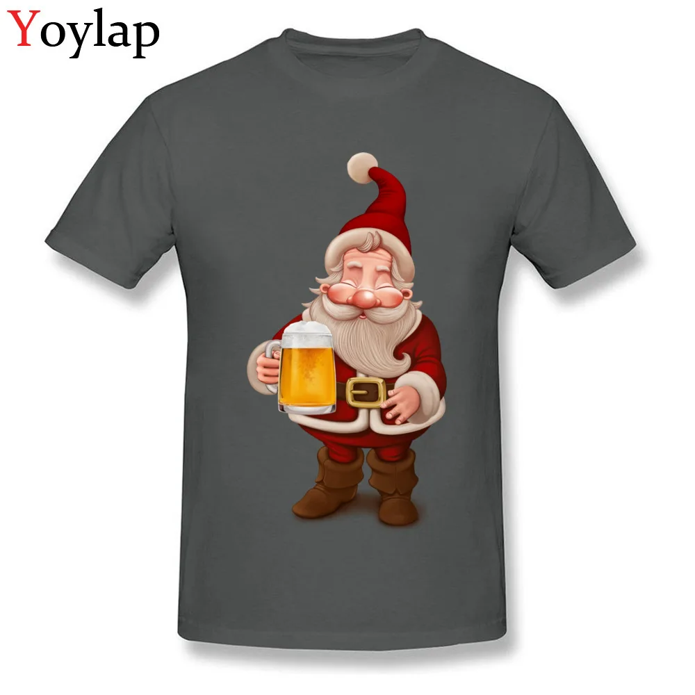 New Fashion Custom Short Sleeve Tops T Shirt Santa Claus Beer Fall Round Neck 100% Cotton Men's T-shirts Custom Clothing Shirt carbon