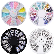 Nail Rhinestones 6cm Disc 12 Grid Nail Decorations Pearl Nail Alloy Decoration For Nail Design Color Manicure Rhinestone NZP nzp 8