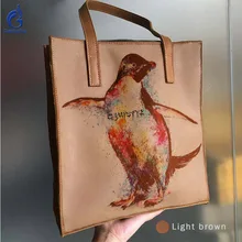 GAMYSTYE, Сумки из натуральной кожи для женщин, сумки, женская сумка, женская сумка на плечо, на заказ, подарок, принт, искусство, животные, разноцветный пингвин