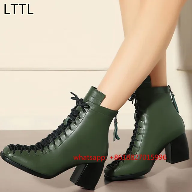 Women's Zipper Square Toe Mid Heel Autumn Winter Solid Ankle Boots Women's Zipper Square Toe Mid Heel Autumn Winter Solid Ankle Boots