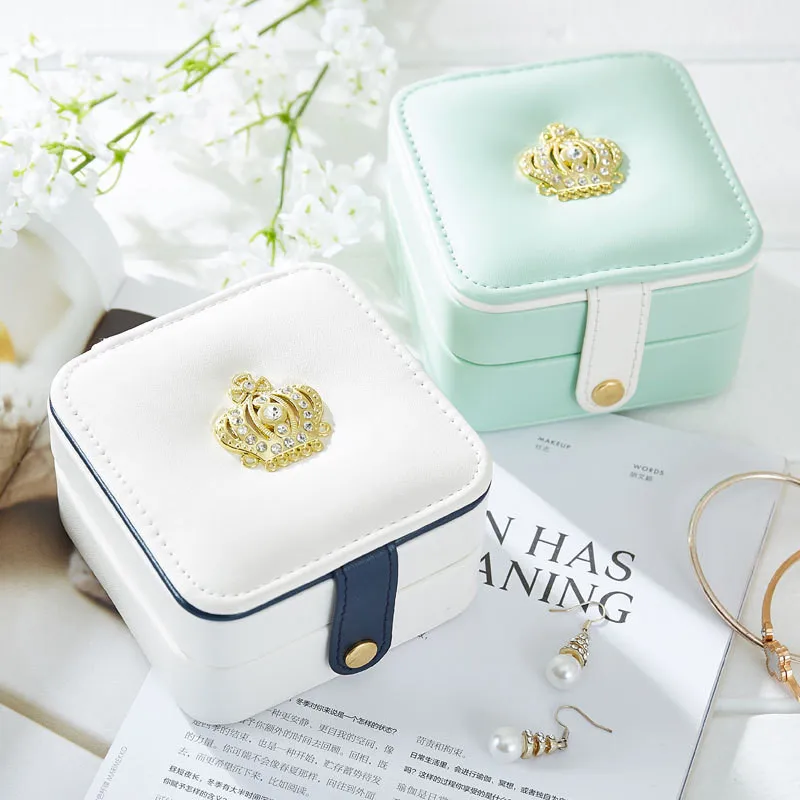 

Jewelry Box Portable Travel Jewelry Organizer Case PU Leather Storage Jewelry Case with Mirror Jewelry Display Box Double Layers