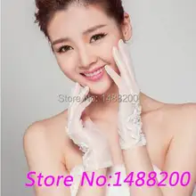 Luvas Para Noivas новые короткие перчатки на запястье с вышитый бисером кружева для невесты пальцы перчатки белый/слоновая кость свадебные аксессуары