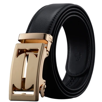 

WOWTIGER Fashion Automatic buckle alloy high quality men belt cowhide Leather belt Luxury letters men`s belt for men