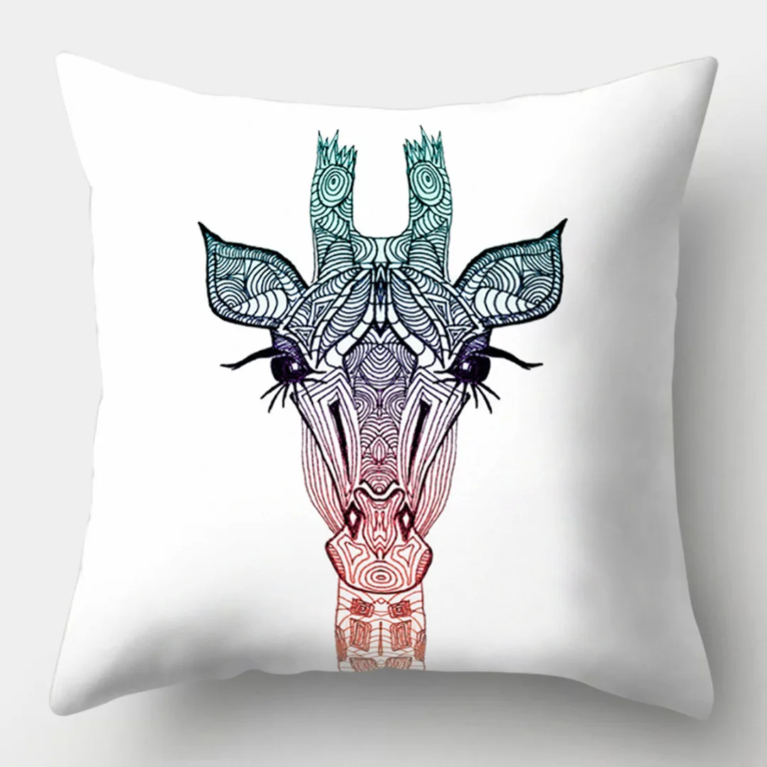 New Cute Animal Cushion Cover Deer Elephant Lion Giraffe Pillow Cover Cartoon Pillow Case for Sofa Car Hotel Home Decoration