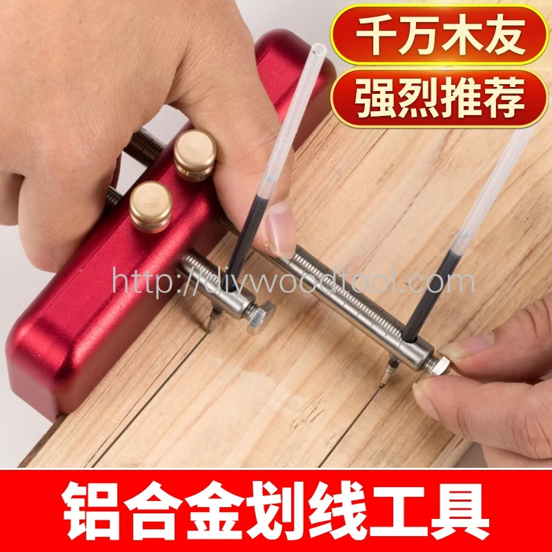 Red Dual Needles Marking Gauge Aluminum Alloy Double Needles Marking