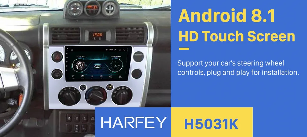 Excellent Harfey HD Touchscreen 9" Android 8.1 for 2007-2018 Toyota FJ CRUISER Car Stereo GPS Navigation Bluetooth 3G WiFi DVR DAB+ SWC 0