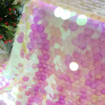

18mm Big sequines fabric 1 yard!15 Colors in stock stage decoration shiny sequined mesh fabric Pink, Green, Blue, Red, Black etc