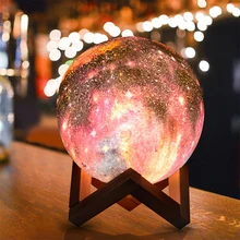 USB подзарядка красочный 3D звездное небо луна светильник сенсорный Управление светодиодный ночной Светильник для рождества, дня рождения, подарок домашний декор Прямая
