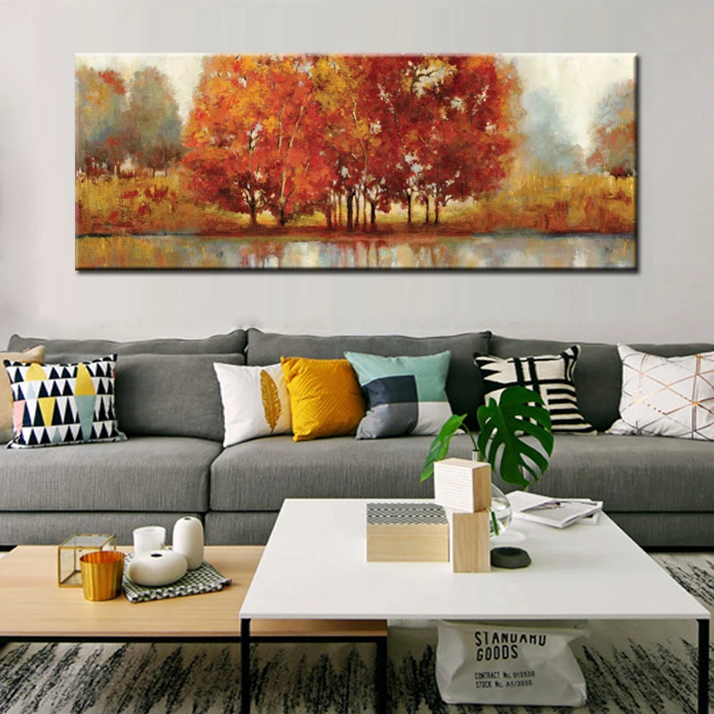 

Modern Abstract Landscape Art Craft Painting Hand Painting Print on Canvas Oil Painting for Living Room Home Wall Decoration