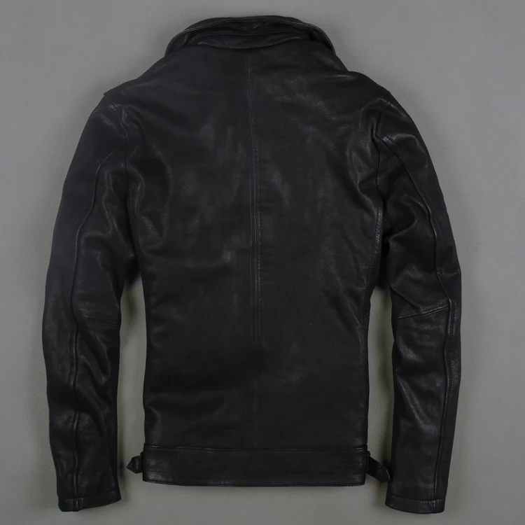 Мода года Для Мужчин's genuime кожаная куртка овчины Для мужчин Тонкий Короткая куртка мотоцикла одежда куртки