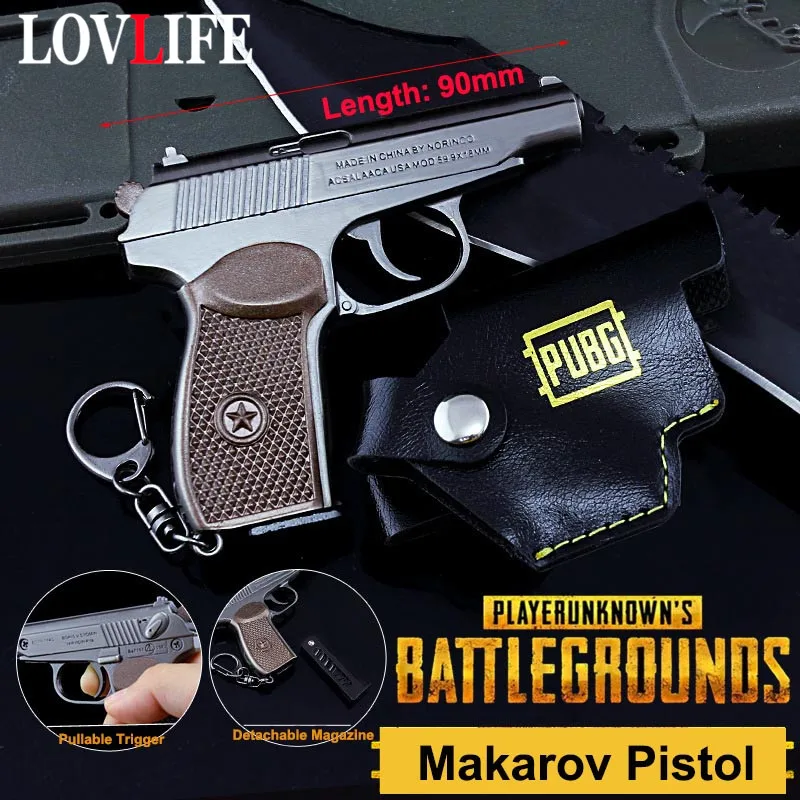 

Small 9cm Makarov Pistol Weapon Model Toy Key Chains Alloy Detachable Gun Keychain Key Rings Pendants Game PUBG Fans Men Gifts