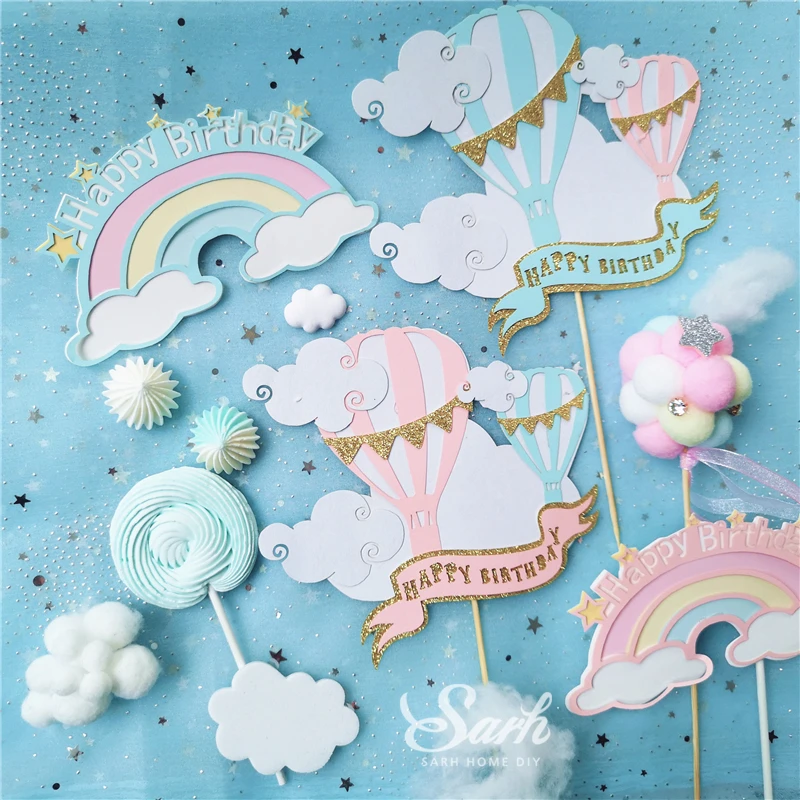 

Double Layer Rainbow Cake Toppers Happy Birthday Decorations Girls Fairy Party Children's Day Decoration for Baking Lovely Gift