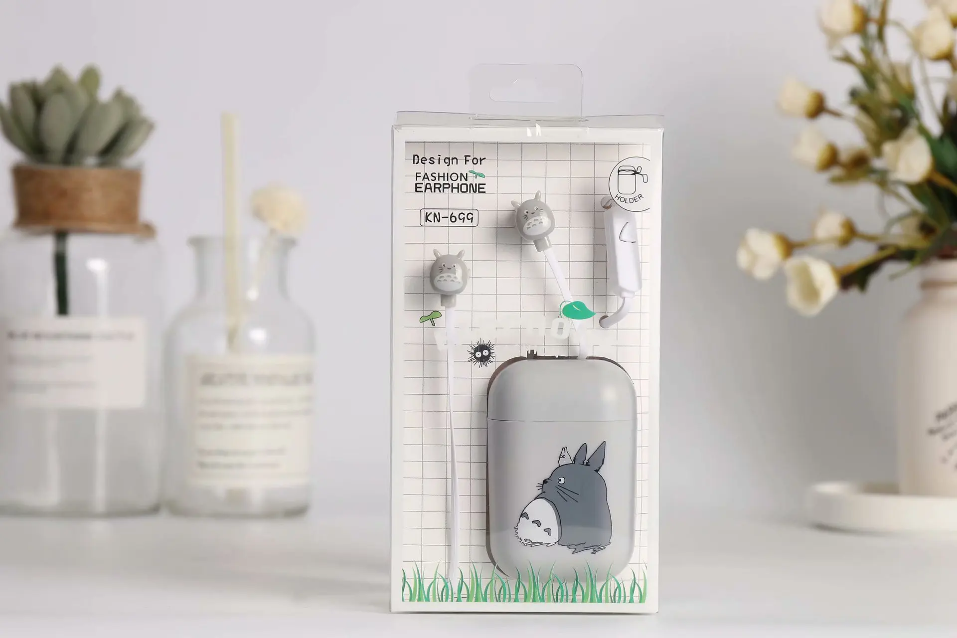 Fraflor милые наушники Totoro 3,5 мм с микрофоном, музыкальные Универсальные наушники-вкладыши с коробкой для хранения для Xiaomi, MP3, детей, студенток, подарок для девочек