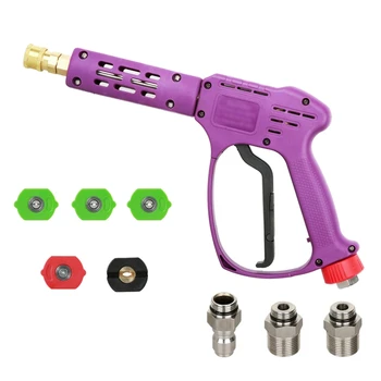 

High Pressure Washer Car Washing Spray-Gun, 5 Power Washer Nozzle Tips,1/4 inch Quick Disconnect,G3/8 M22-14Mm M22-15Mm Thread