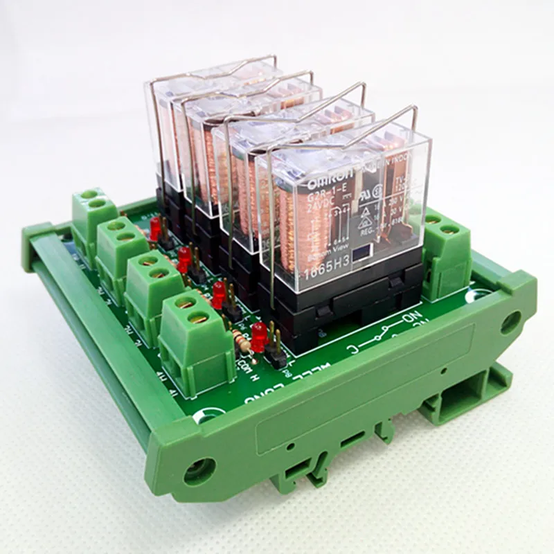 Din Rail Mount 4 Spdt 16a Power Relay Interface Module,omron G2r1e