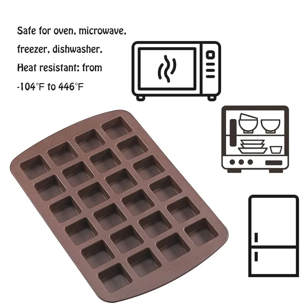 24 полости силиконовые домовые квадраты выпечки формы кастрюли, антипригарное, легко моется, печь/микроволновая печь/посудомоечная машина/морозильная камера Сейф