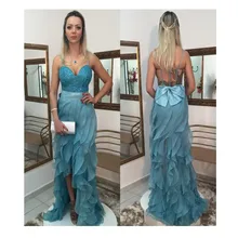 2016 heißer Verkauf Schatz Backless Abschlussball-kleid Mit Pailletten Blau Tüll Abendkleid Partykleider