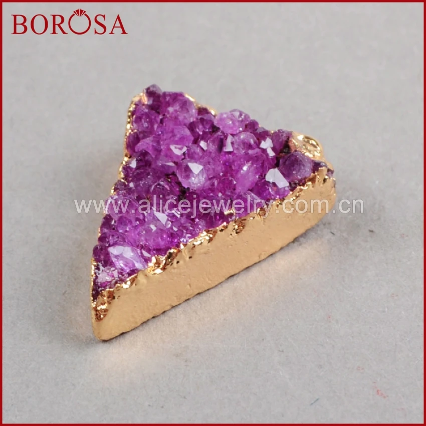 BOROSA распродажа 10 шт. треугольник золотого цвета Drusy Geode радужные друзы разъемы