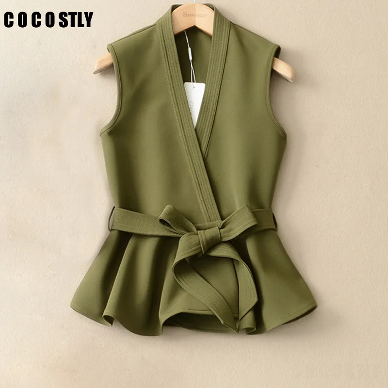Vest Women 2017 New Spring Fashion Korean Sleeveless Belt