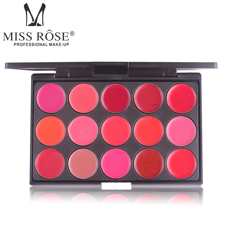 

MISS ROSE 15 color lipstick disc matte Pallete Professional Waterproof Matte Lip Palette set Color Cosmetic Long Lasting Pigment