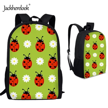 

Jackherelook Ladybug Daisy Floral Pattern Chidlren Backpacks Orthopedic Schoolbags for Teen Girls Kids Students Satchel Bookbags