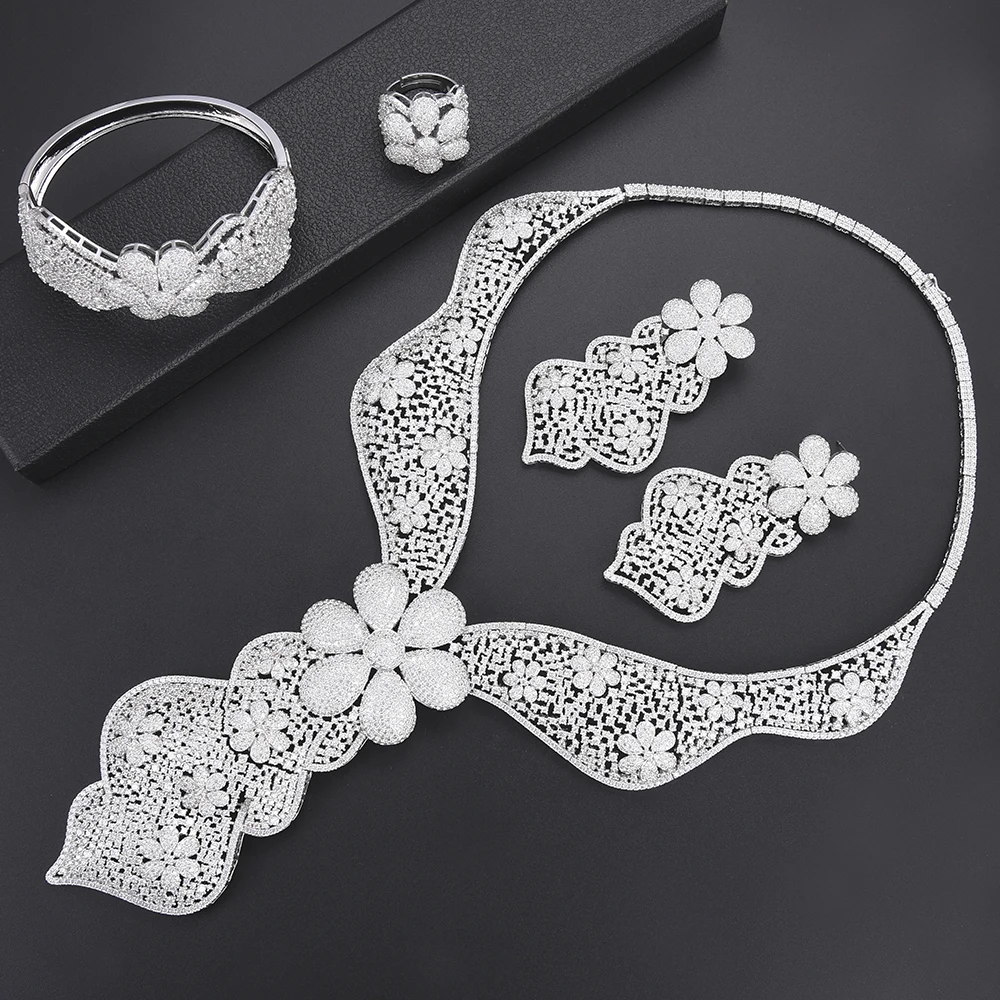 

missvikki High Quality Italian Women Fashion Bride Wedding Jewelry Necklace Ring Earrings Bangle Crystal Jewelry Sets