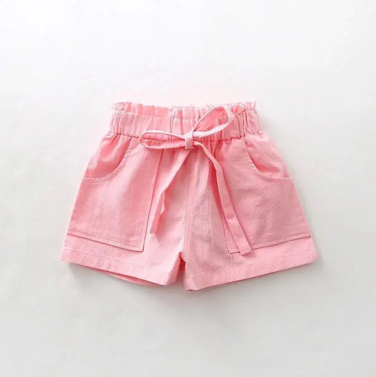 Летние шорты ярких цветов Для Девочек Пляжные Шорты - Цвет: Розовый