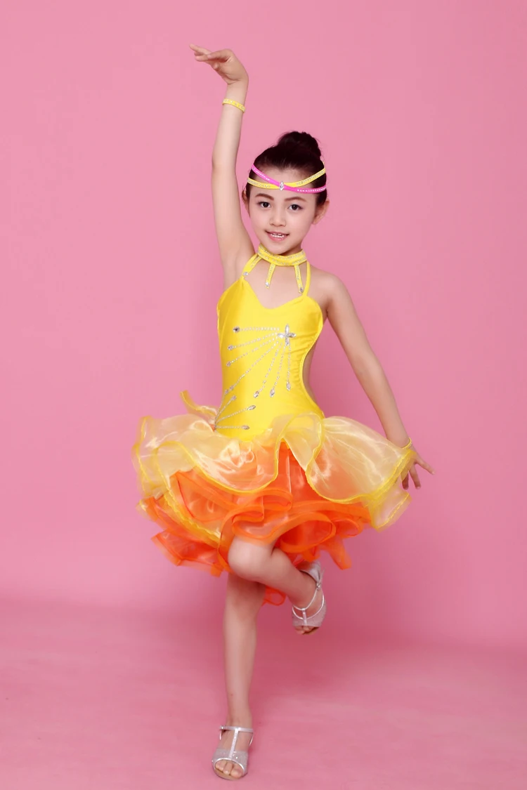 Яркий Цвет для выступления костюмы латинские танцы Костюмы с блестками детское платье для латинских танцев сальса платья танцевальные костюмы для самбы