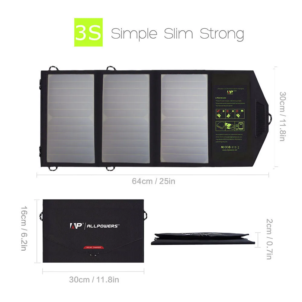 ALLPOWERS Solar Panel Charger Solar Phone Charger for iPhone 6 7 8 X Xr Xs Xs max Huawei Mate20 MIX Samsung Galaxy etc ALLPOWERS Solar Panel Charger Solar Phone Charger for iPhone 6 7 8 X Xr Xs Xs max Huawei Mate20 MIX Samsung Galaxy etc
