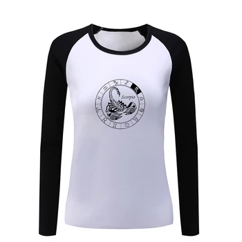 

Cancer Libra Sagittarius Pisces Virgo Constellation Scorpio Design Womens Ladies Printing T Shirt Graphic Tee Long Sleeve Cotton