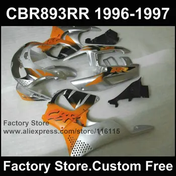 

7gifts ABS plastic fairing kits for HONDA CBR900RR 96 97 CBR 893RR 1996 1997 orange silver motorcycle CBR 893 fairings parts