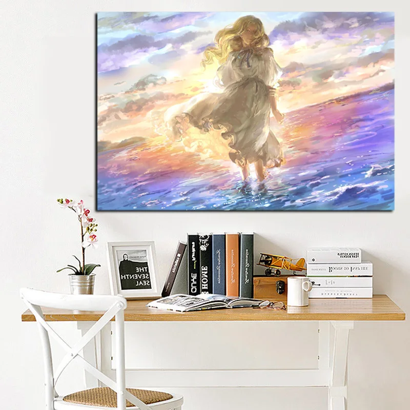 Print Psychedelic Anime Art When Marnie Was There Oil Painting on Canvas Modern Abstract Wall Picture For Kid Girl Room Cuadros