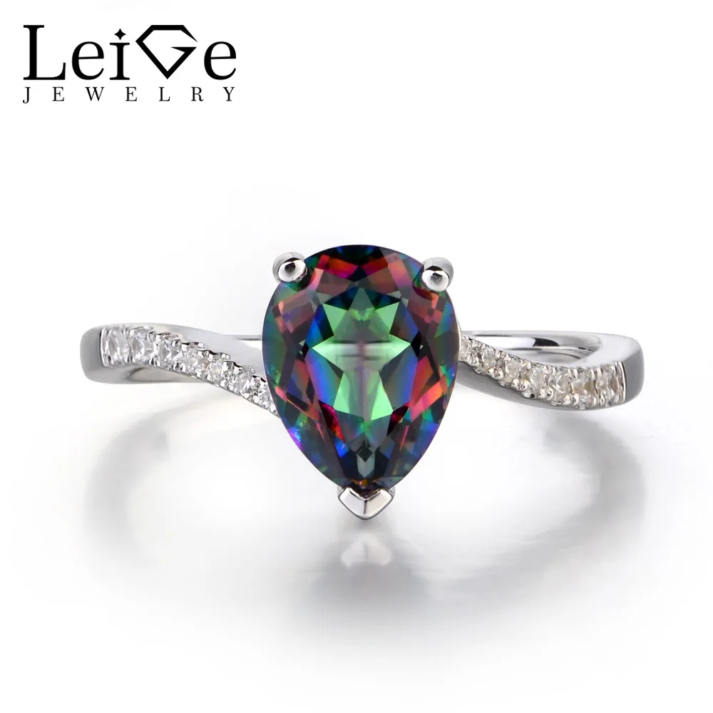 Женское кольцо из серебра с радужным топазом|sliver ring|rings promisesliver jewelry |