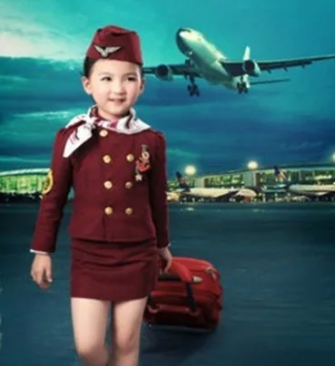 Детская одежда для девочек униформа стюардессы для мальчиков форма капитана реквизит для фотосъемки размер 100-160 см - Цвет: Girls Stewardess