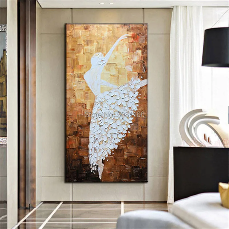 

New handmade Modern Canvas Oil Painting Palette knife dancer 3D ballet girl Paintings Home living room Decor Wall Art