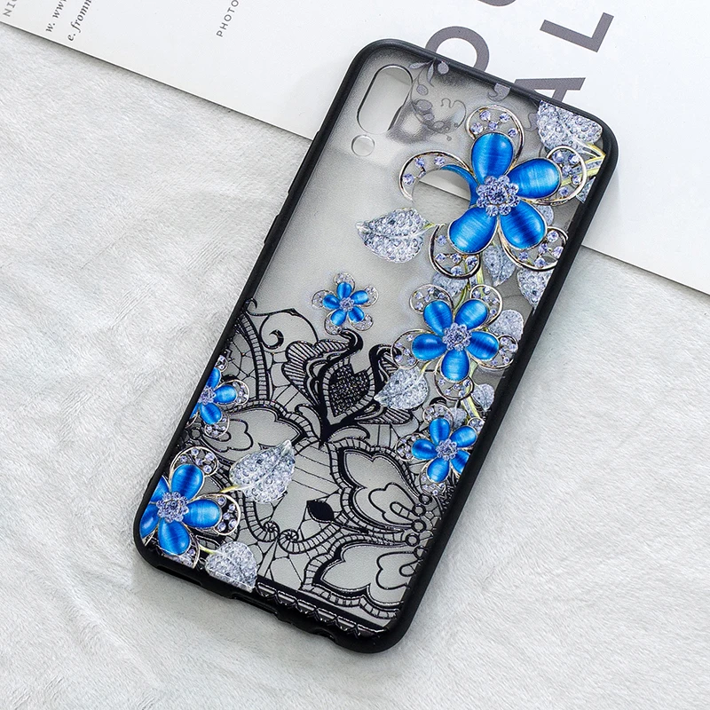 3D цветок цветочный кружево чехол на huawei honor 10 lite чехлы красивый принт пластик